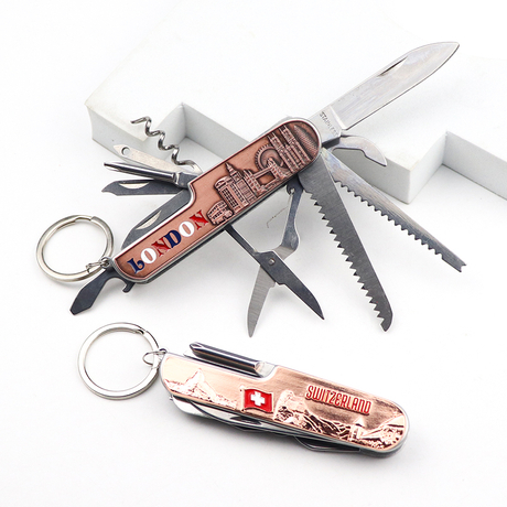 Custom Logo Countries Tourist Souvenir Multifunction Tools Pocket Folding Knife Keychain