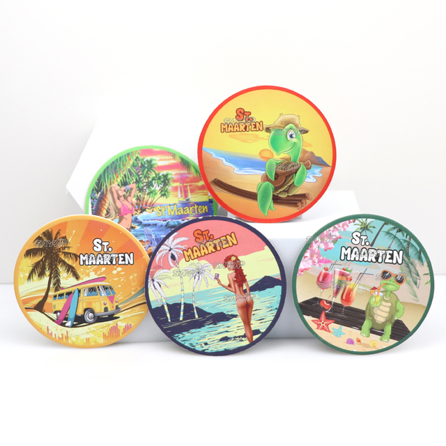 Custom Logo Printed Coaster Beach Souvenir Round Tea Paper Coasters for Drinks