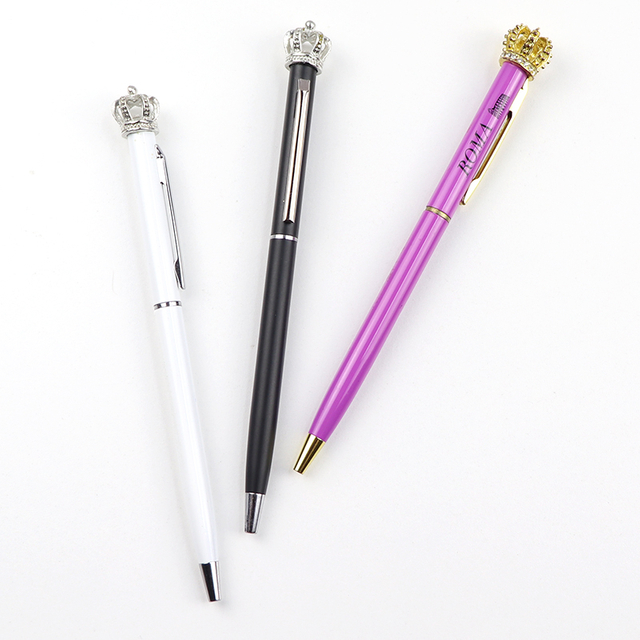 Custom Laser Printing Logo Luxury Crown Ballpoint Pen Souvenir Pen