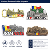 Custom Romania Brasov City Landmarks Tourist Souvenir 3D Metal Fridge Magnet OEM Manufacturer
