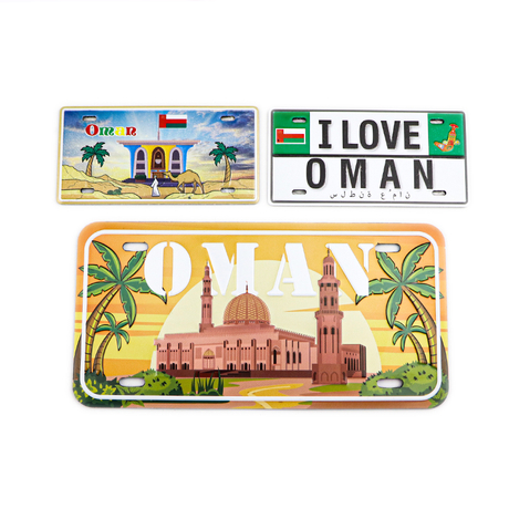 Wholesale Custom Made Oman Souvenir 3D Aluminum Mini Car License Plate Fridge Magnet