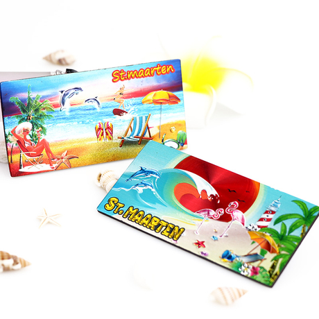 Custom Printing Island Souvenir Metal Aluminum Foil St. Maarten Beach Souvenir Fridge Magnet