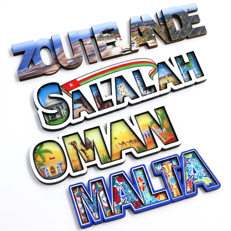 Custom Design Countries Oman Malta Souvenir 3D Letter Wooden MDF Fridge Magnet
