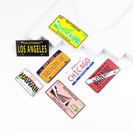 Custom Logo Countries City Name Souvenir Metal Decorative Car License Plate Fridge Magnet