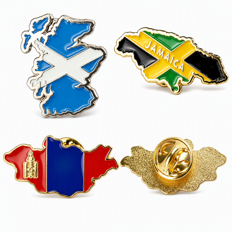 Factory Custom Mongolia Jamaica Scotland Travel Souvenir Badge Metal Lapel Pin Brooch