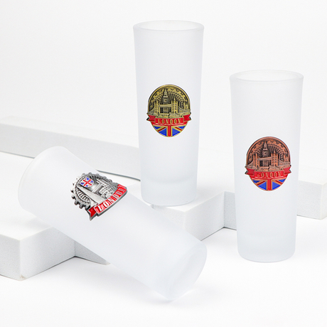 Customized Engraved Metal Logo Countries Tourist Souvenir Gifts Frosted Matt Tequila Shot Glass
