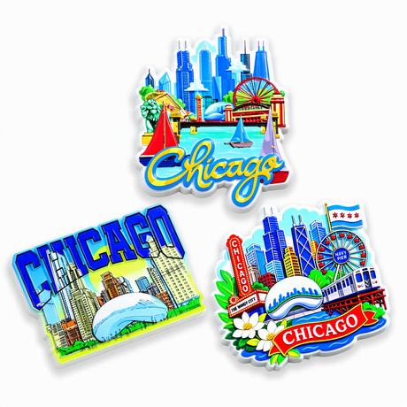 Custom Made 3D Resin Fridge Magnet Chicago Souvenir Travel Gifts Refrigerator Magnet