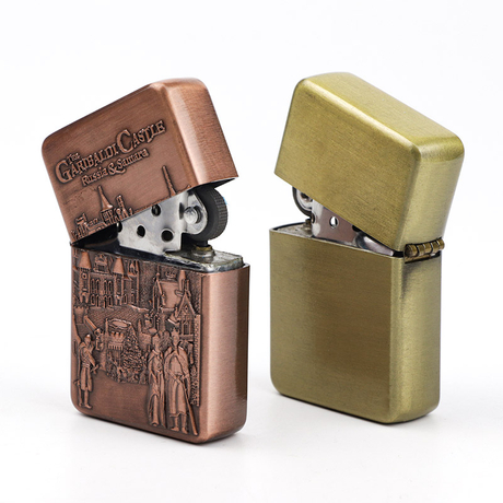 Customized Engraved Printing Logo Vintage Windproof Metal Smoking Kerosene Lighter