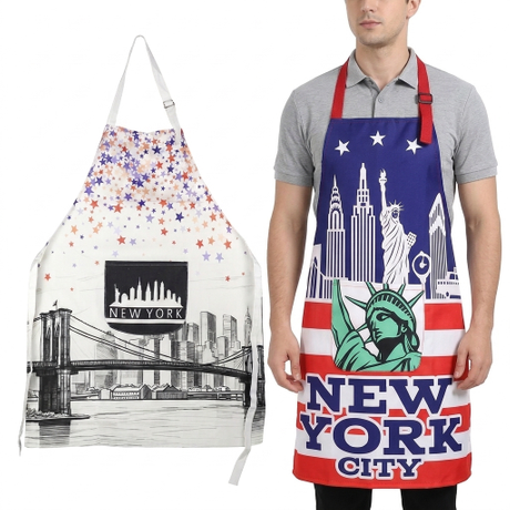 Wholesale Custom Logo Kitchen Bib Apron New York Landmark Travel Souvenir Polyester Aprons