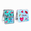 Custom Logo Travel Souvenir Liquid Glitter Quicksand Compact Folding Pocket Mirror