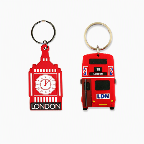Custom 3D Logo Soft PVC London Bus Shape Key Chain Countries Souvenir Rubber Keychains