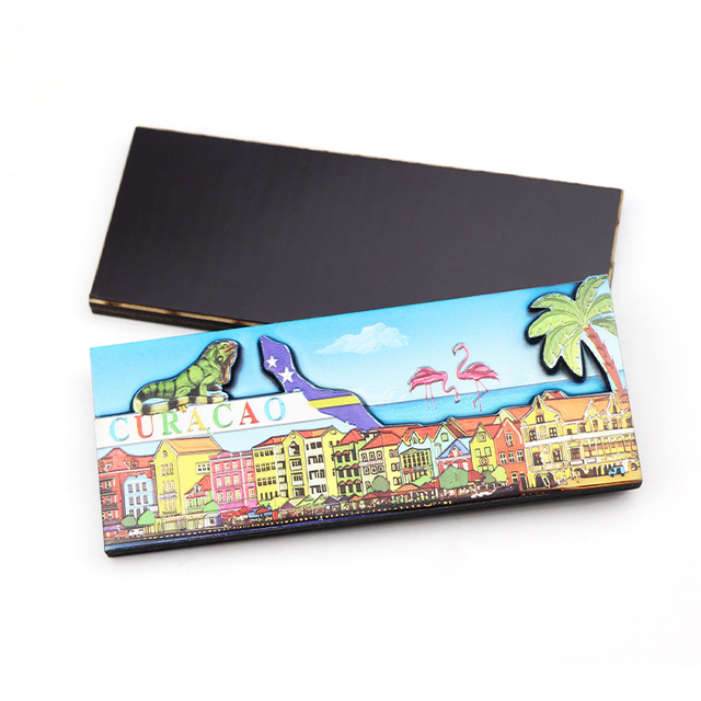 Custom Curacao Miami Beach City Island Souvenir MDF Refrigerator Magnet Wooden Fridge Magnet