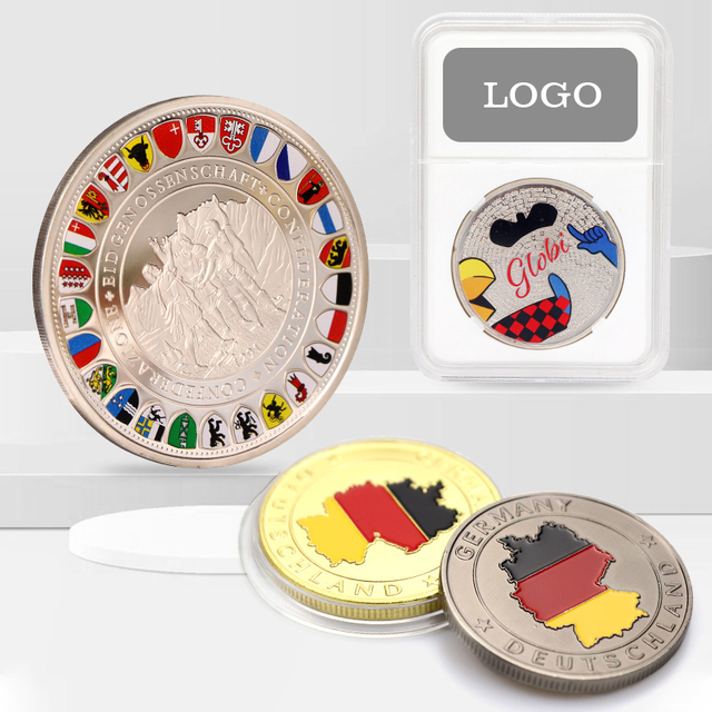 Customized Engraved Logo Sliver Gold Commemorative Coin Metal Souvenir Coin