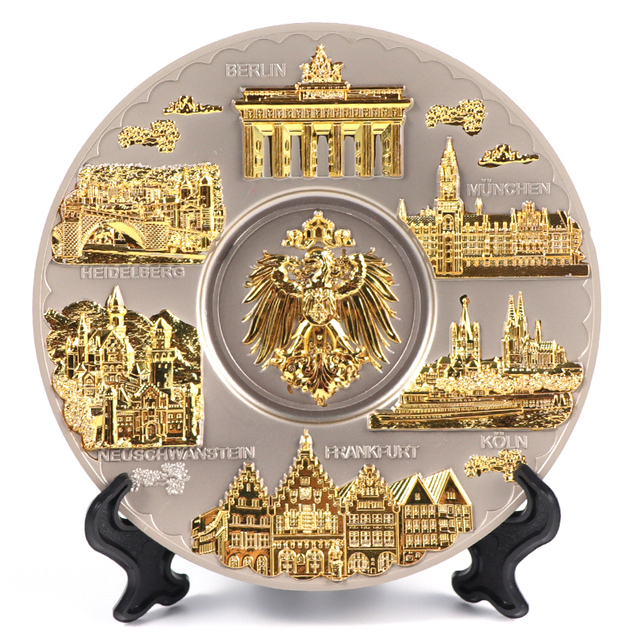 Custom Logo Zinc Alloy Antique Foil Metal Souvenir Plate 3D Embossed Souvenir Plate