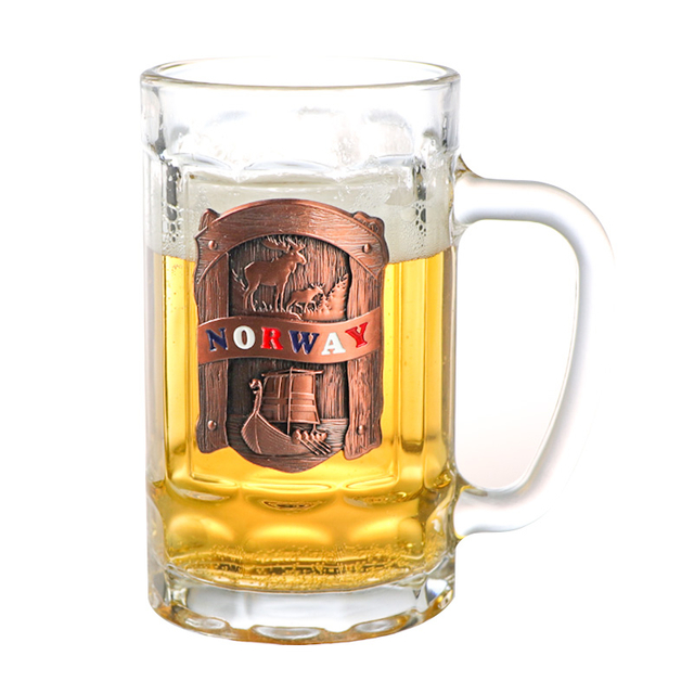 Customized Logo Tourist Souvenir Glass Beer Stein Mug with Handle