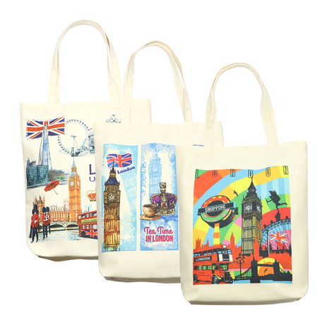 Custom Logo Shoulder Shopping Canvas Bag London Souvenir Tote Bag