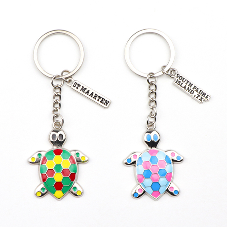 Wholesale Custom Luxury Beach Souvenirs Turtle Keychain Portable 3D Metal Key Chain