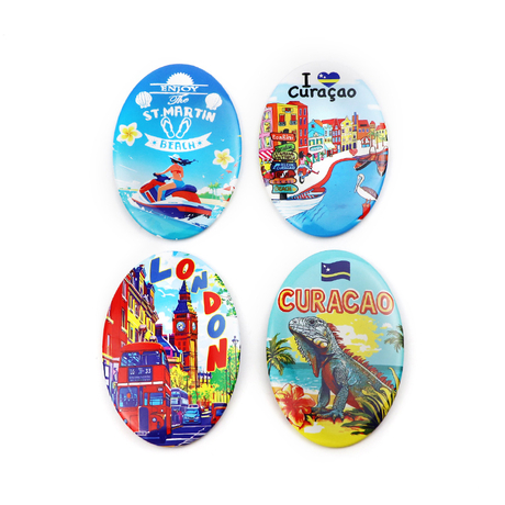 Wholesale Custom Logo Countries Tourist Souvenir Oval Tinplate Tin Fridge Magnet