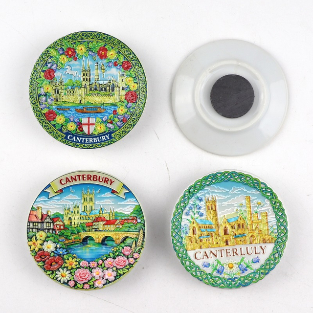Custom Your Logo Idea Latvia Riga Tourist Souvenir Ceramic Plate Fridge Magnet