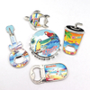 Manufacturer Customized Logo Foil Printing Beach City Tourist Souvenir Metal Magnet Bottle Opener