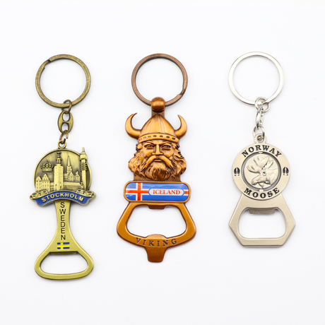 Custom Luxury Viking Iceland Norway Sweden Souvenir Antique Metal 3D Beer Bottle Opener Keychain