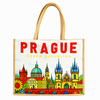 Manufacture Custom Logo Printing Canvas Shoulder Bag Prague City Tourist Souvenir Tote Bags