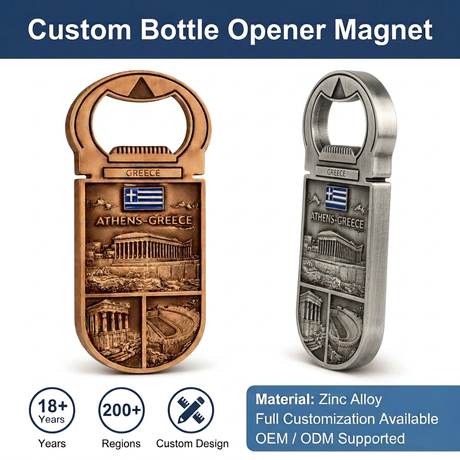 Custom Greece Athens Landmarks Souvenir Metal Bottle Opener Fridge Magnet Souvenir OEM Manufacturer