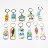 Customized Logo Engraved Epoxy Beach Souvenir Key Chain Bottle Cap Shaped Metal Bottle Opener Keychain