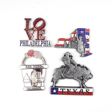 Manufacturer Custom Design Metal US City California Philadelphia Travel Souvenir Ref Magnet for Fridge