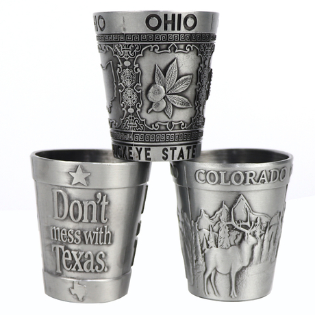 Personalized US NYC Souvenir 3D Engraved Shot Glass Custom Metal Shot Glasses