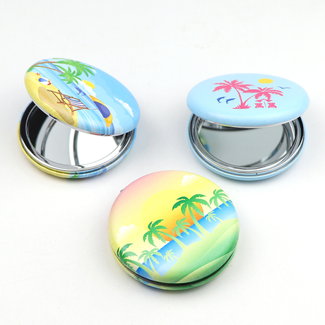 Wholesale Customized Logo Sea Beach Island Travel Souvenir Gifts Mini Folding Pocket Mirror