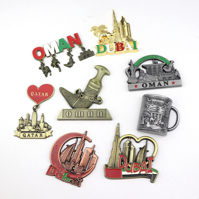 Customized Free Design Middle East Oman Qatar Dubai Travel Souvenir Metal Fridge Magnet