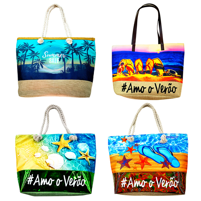Customized Logo Printed Summer Beach Island St. Martin Souvenir Beach Bag Canvas Tote Bag