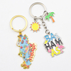 Customised Zinc Alloy Enamel Keychain Cities Island Beach Souvenir Metal Keychain Charms