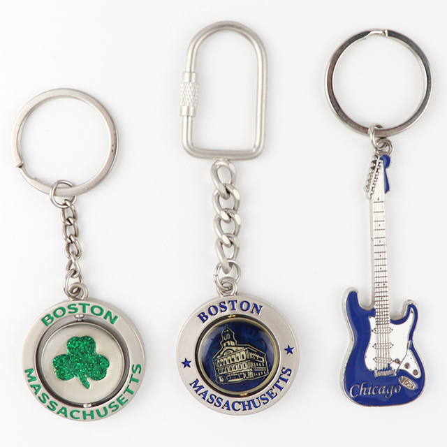 Factory Supplier Customized Design Boston Chicago Souvenir Metal Keychain Keyring