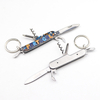 Custom Logo Printed Stainless Steel 5 in 1 Multiuse Knives Pocket Folding Multi Tool Knife Keychain