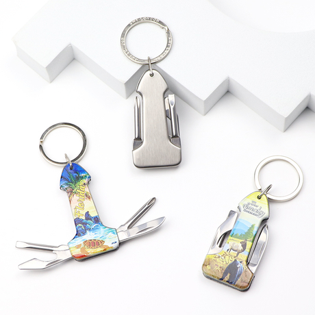 Customised logo Souvenir Multi Function Pocket Knives Mini Multi Tool Knife Keychain