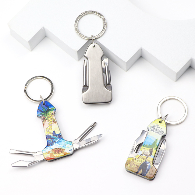 Customised logo Souvenir Multi Function Pocket Knives Mini Multi Tool Knife Keychain