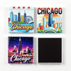 Custom Logo Cities Landmark Chicago Bean Souvenir UV Printing Square Ceramic Fridge Magnet