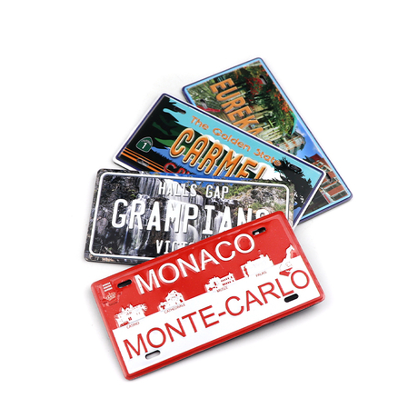 Customized Logo Countries Landmark Souvenir Aluminum Car License Plate Ref Refrigerator Magnet
