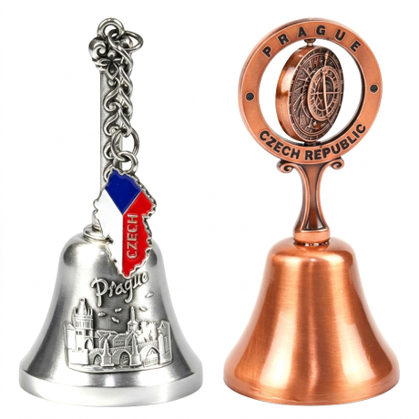 Custom Made Prague Czech Republic Tourist Souvenir Bell Metal Crafts Dinner Bell with Charms