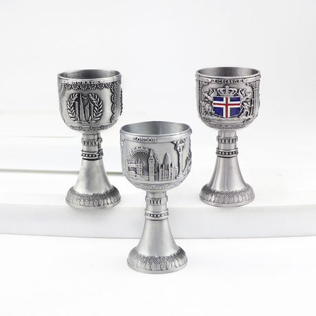 Custom Zinc Alloy Metal Iceland London Dubai Countries City Tourist Souvenir Goblet Shot Glass