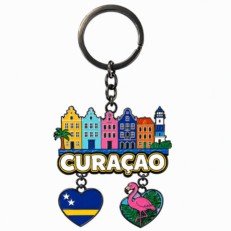Custom Design Beach Caribbean Island Curacao Souvenir Enamel Keychain Metal Key Chain Charms