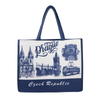 Manufacture Custom Logo Printing Canvas Shoulder Bag Prague City Tourist Souvenir Tote Bags