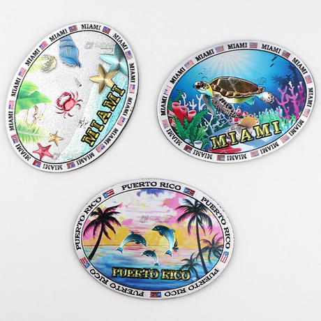 Customised Design Miami Puerto Rico Souvenir Beach Tourist Magnet Aluminum Foil Fridge Magnet