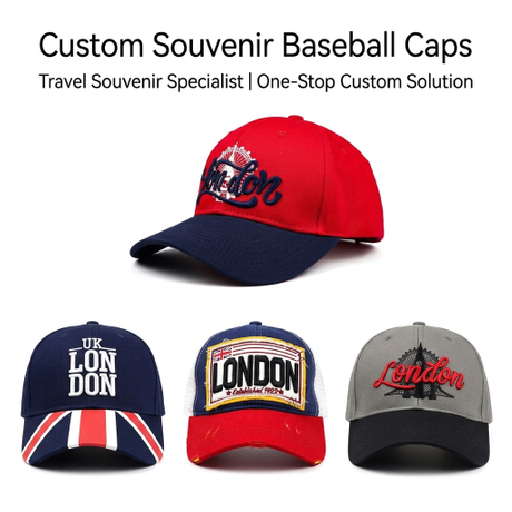 Custom Logo Embroidery London Souvenir Fabric Adjustable 5 Panel Baseball Cap Hats