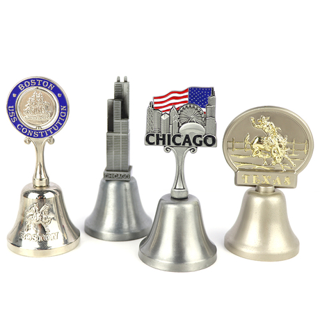 Custom US Market Chicago Boston Travel Souvenirs Metal Table Die Casting Dinner Bells
