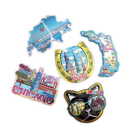 Custom Design Countries City Tourist Souvenir Metal Magnetic Aluminum Foil Fridge Magnet