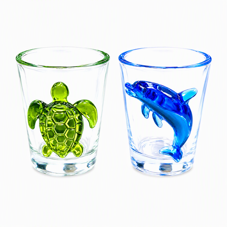 Manufacture Custom Logo Shot Glasses Unique 3D Turtle Fish Beach Island Tourist Souvenir Shot Glass