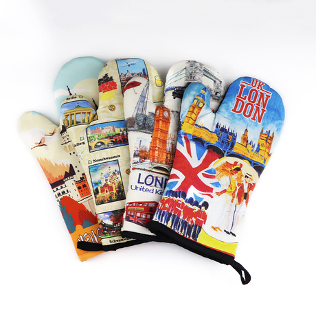 Custom Printing Logo Souvenir Cotton Heat-resistant Kitchen Microwave Oven Gloves Mitts